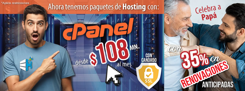 Hosting con cPanel promoción dia del padre especialistas hosting  junio2020