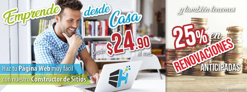 emprende desde casa, crea tu pagina web promocion especialistas hosting octubre 2020