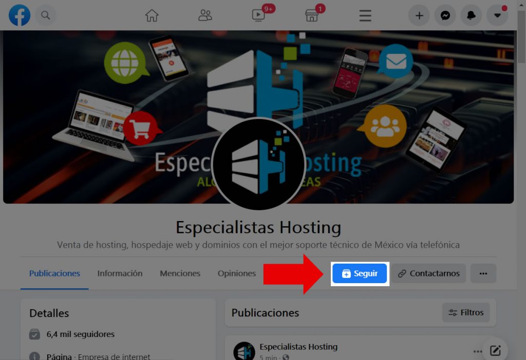 Facebook Especialistas Hosting