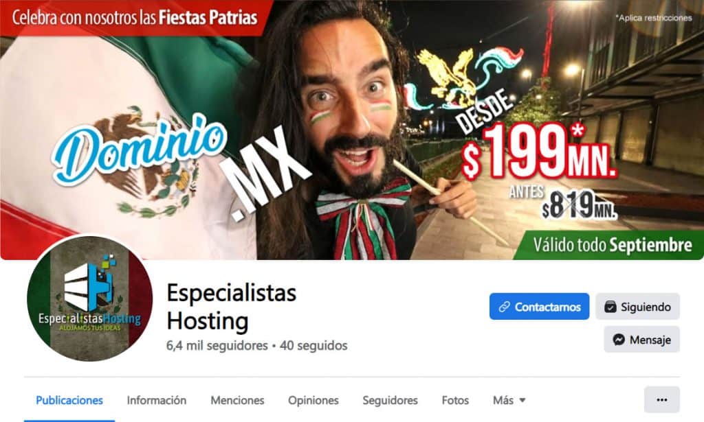 Portada y Avatar de Redes Sociales, Especialistas Hosting, Septiembre Mes Patrio.