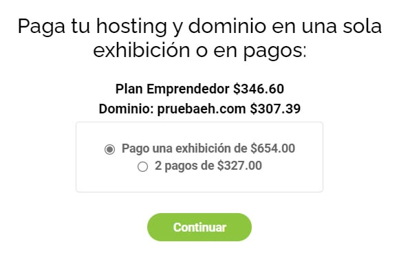 pago de hosting en pagos o exhibiciones