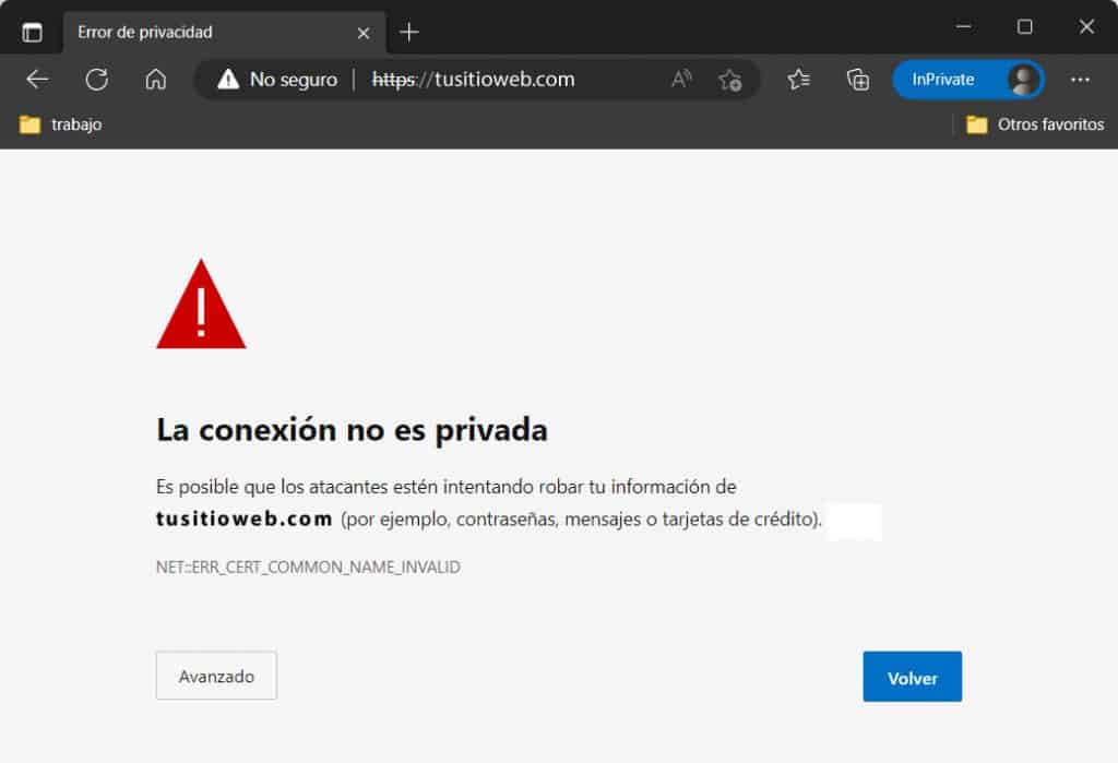 error certificado de seguridad ssl